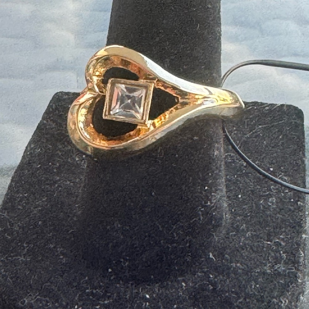 SZ 6.5 Gold Plated Heart with Faux Diamond Ring